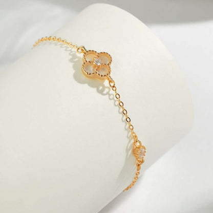 [Okajuri Jewelry]Delicate Four Leaf Clover Bracelet