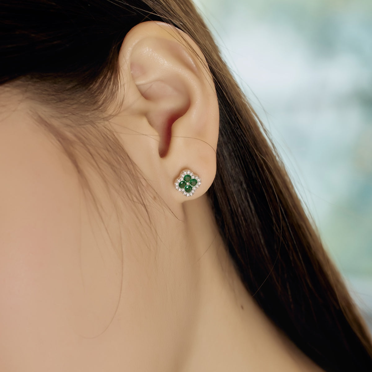 [Okajuri Jewelry]Four-Leaf Clover Flower Shaped Earrings