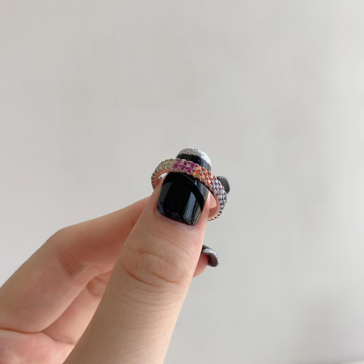 [Okajuri Jewelry]Unique Colorful Round Cut Tennis Ring