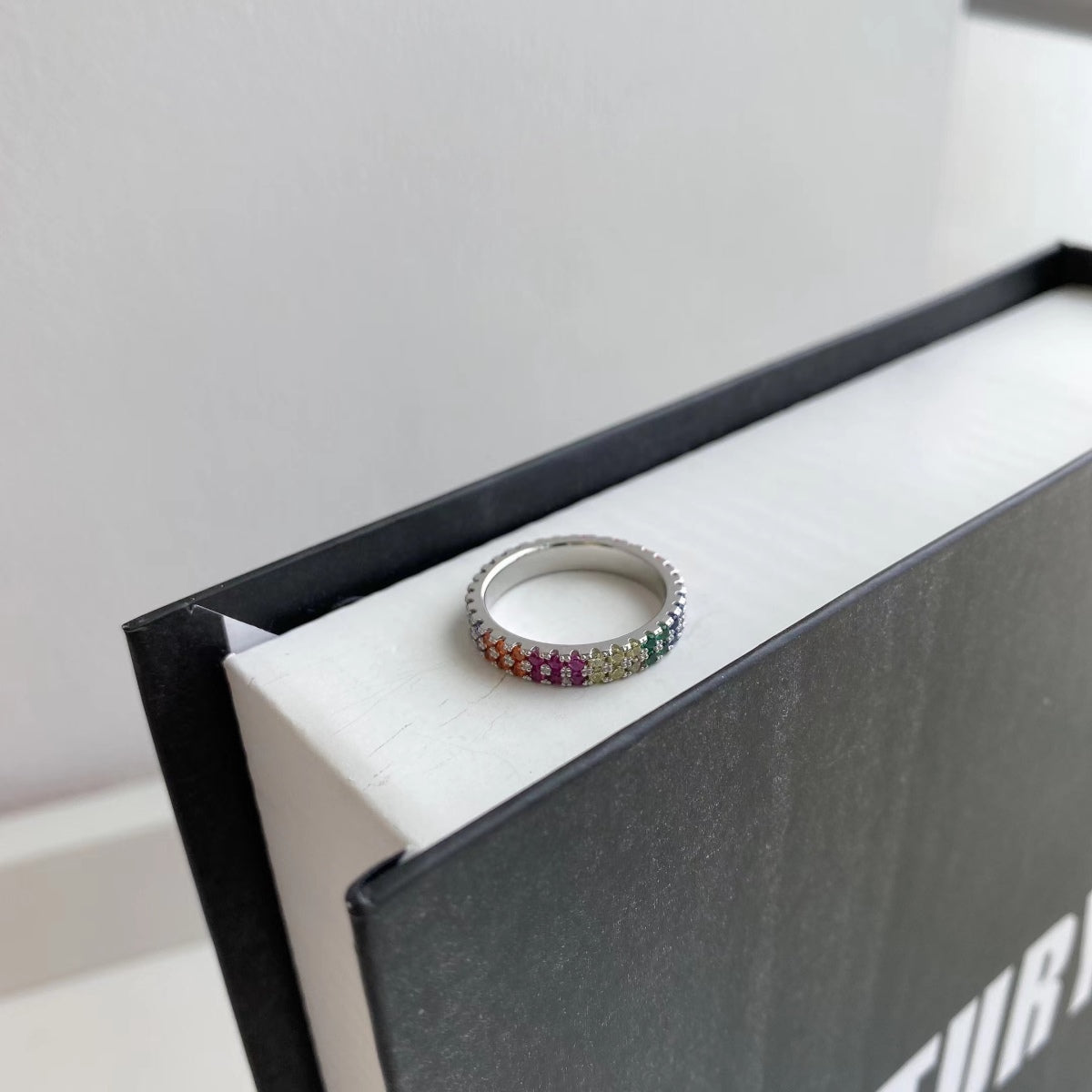 [Okajuri Jewelry]Unique Colorful Round Cut Tennis Ring