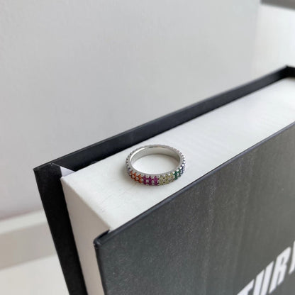 [Okajuri Jewelry]Unique Colorful Round Cut Tennis Ring