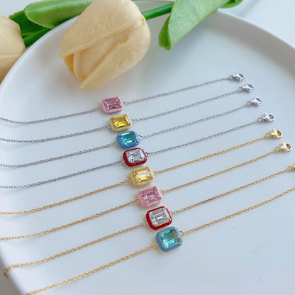 [Okajuri Jewelry]2.0 Carat Sparkling Colorful Emerald Cut Daily Bracelet