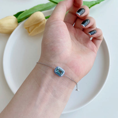 [Okajuri Jewelry]2.0 Carat Sparkling Colorful Emerald Cut Daily Bracelet