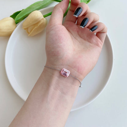 [Okajuri Jewelry]2.0 Carat Sparkling Colorful Emerald Cut Daily Bracelet