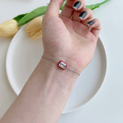 [Okajuri Jewelry]2.0 Carat Sparkling Colorful Emerald Cut Daily Bracelet