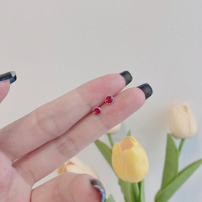 [Okajuri Jewelry]Sparkling Colorful Round Shape Earrings