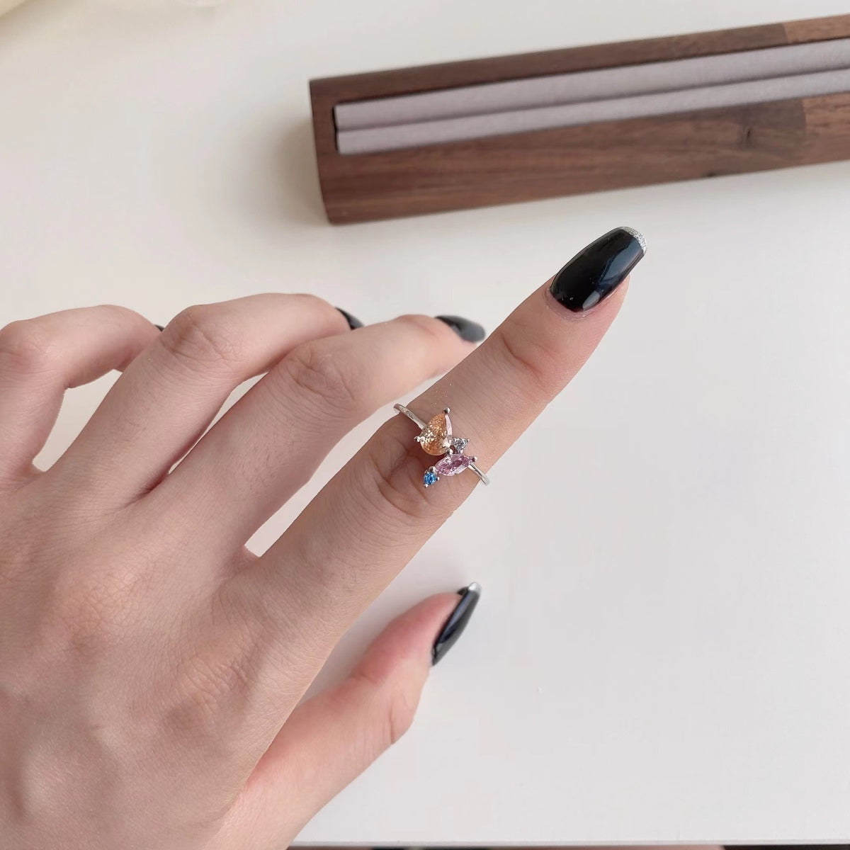 [Okajuri Jewelry]Radiant Colorful Multi Cut Daily Ring