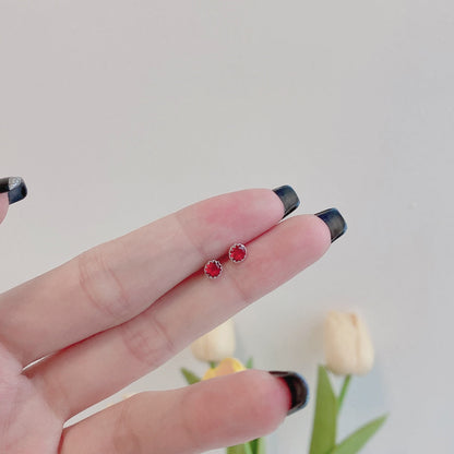 [Okajuri Jewelry]Sparkling Colorful Round Shape Earrings