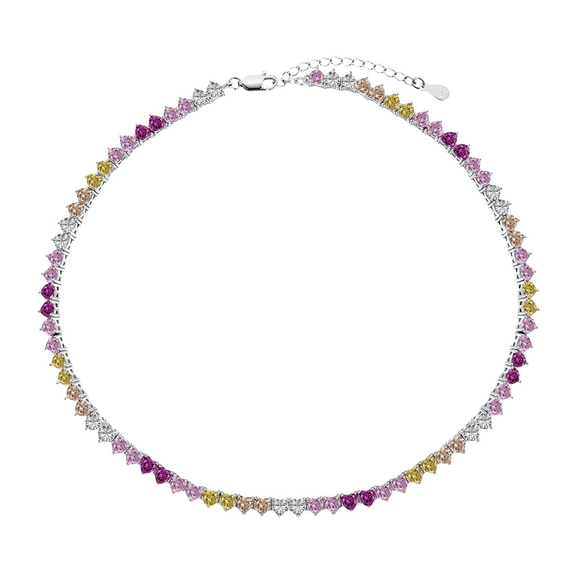 [Okajuri Jewelry]Sparkling Colorful Full Heart Tennis Necklace