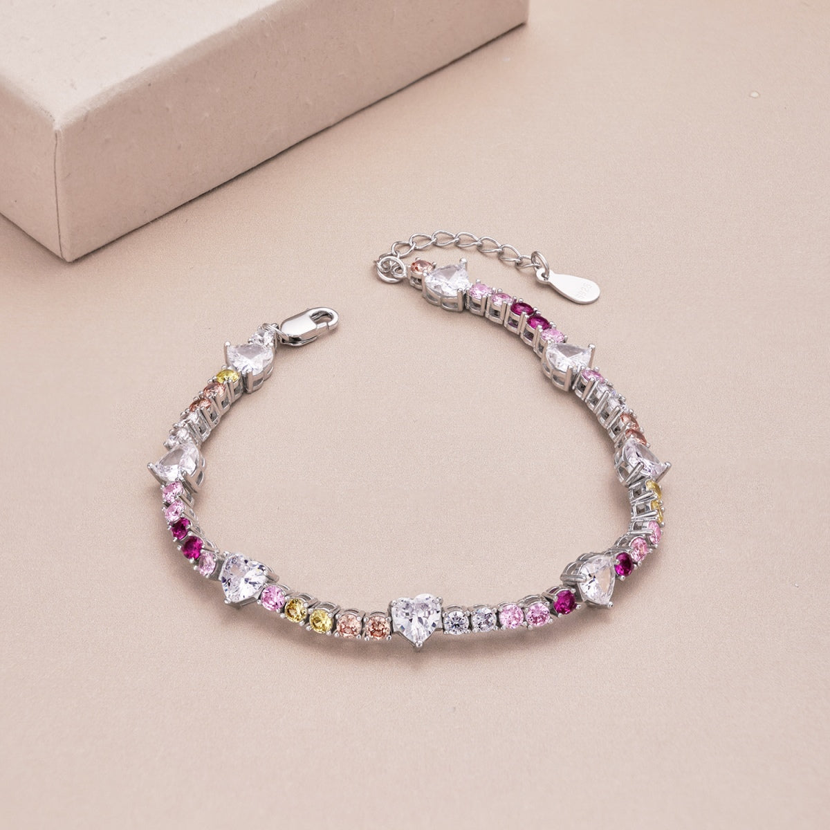 [Okajuri Jewelry]Romantic Heart Shape Round Cut Lover Bracelet