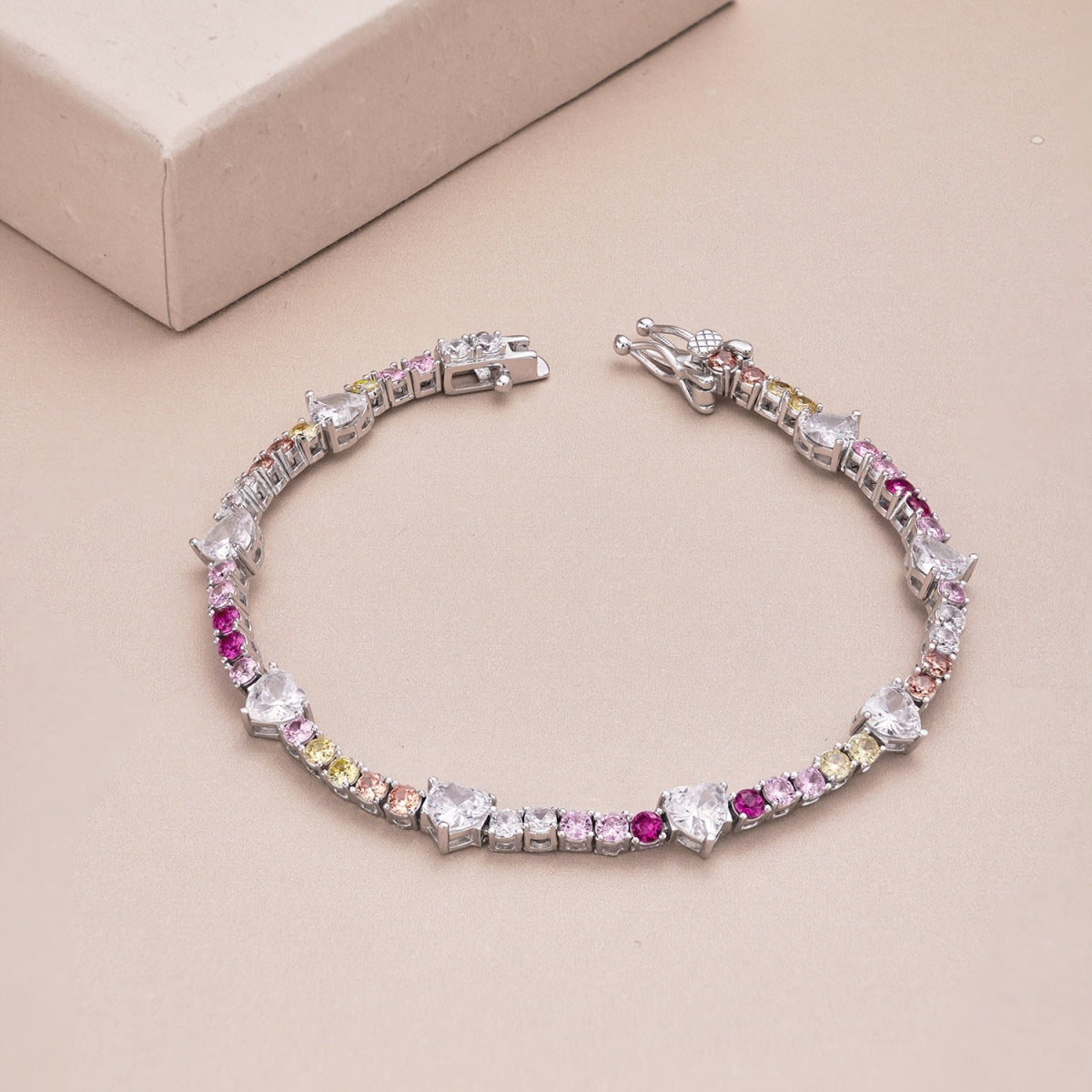 [Okajuri Jewelry]Romantic Heart Shape Round Cut Lover Bracelet