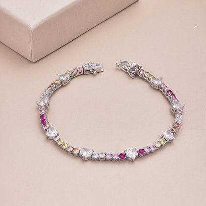 [Okajuri Jewelry]Romantic Heart Shape Round Cut Lover Bracelet