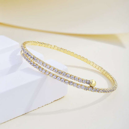 [Okajuri Jewelry]Row of Diamonds Round Fashion Bracelet