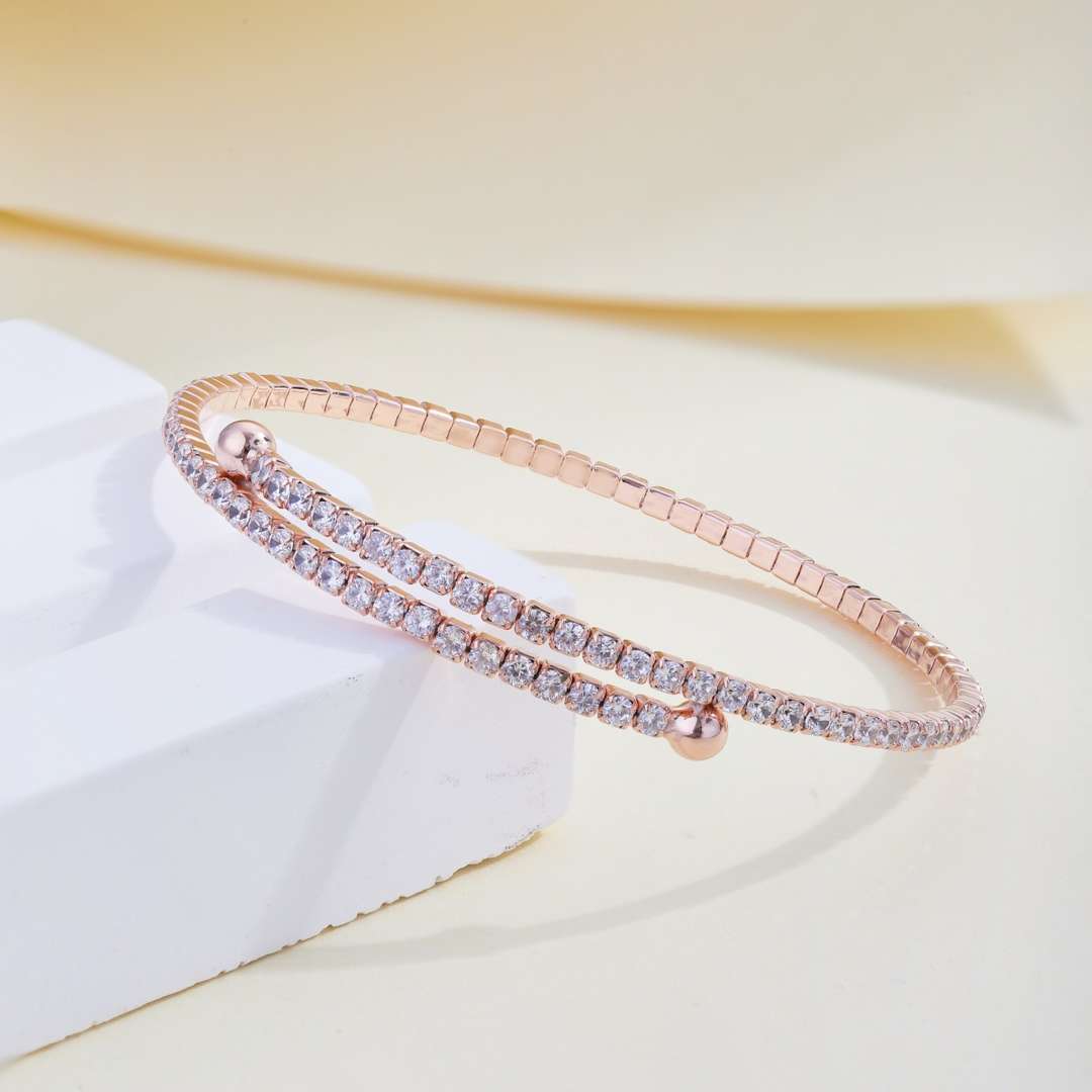 [Okajuri Jewelry]Row of Diamonds Round Fashion Bracelet