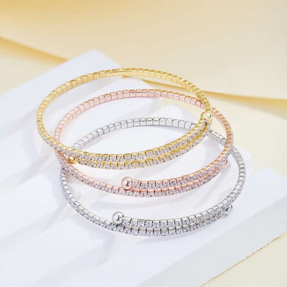 [Okajuri Jewelry]Row of Diamonds Round Fashion Bracelet