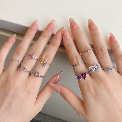 [Okajuri Jewelry]Radiant Colorful Multi Cut Daily Ring