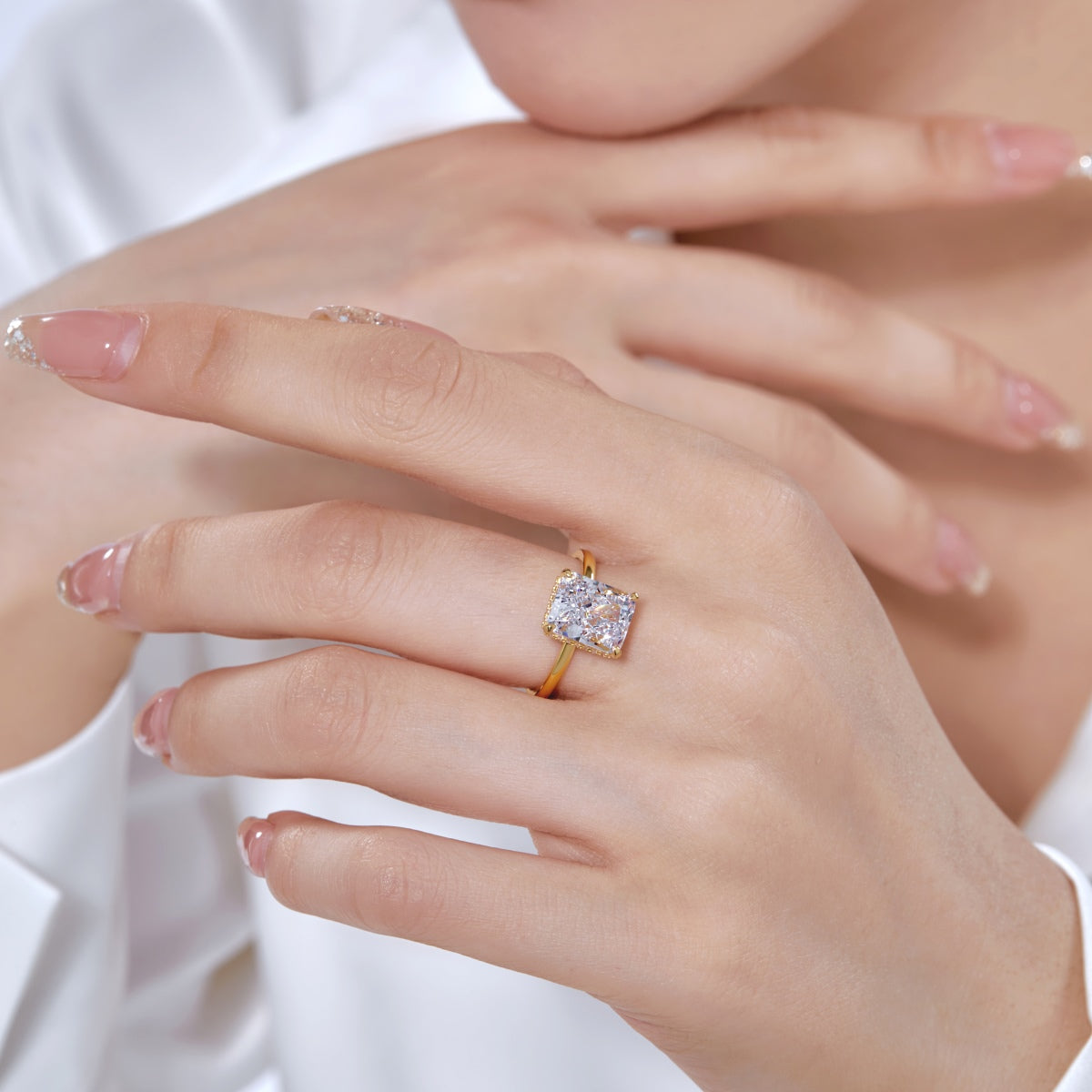 [Okajuri Jewelry]4.0 Carat Ornate Enchanting Radiand Cut Banquet Ring