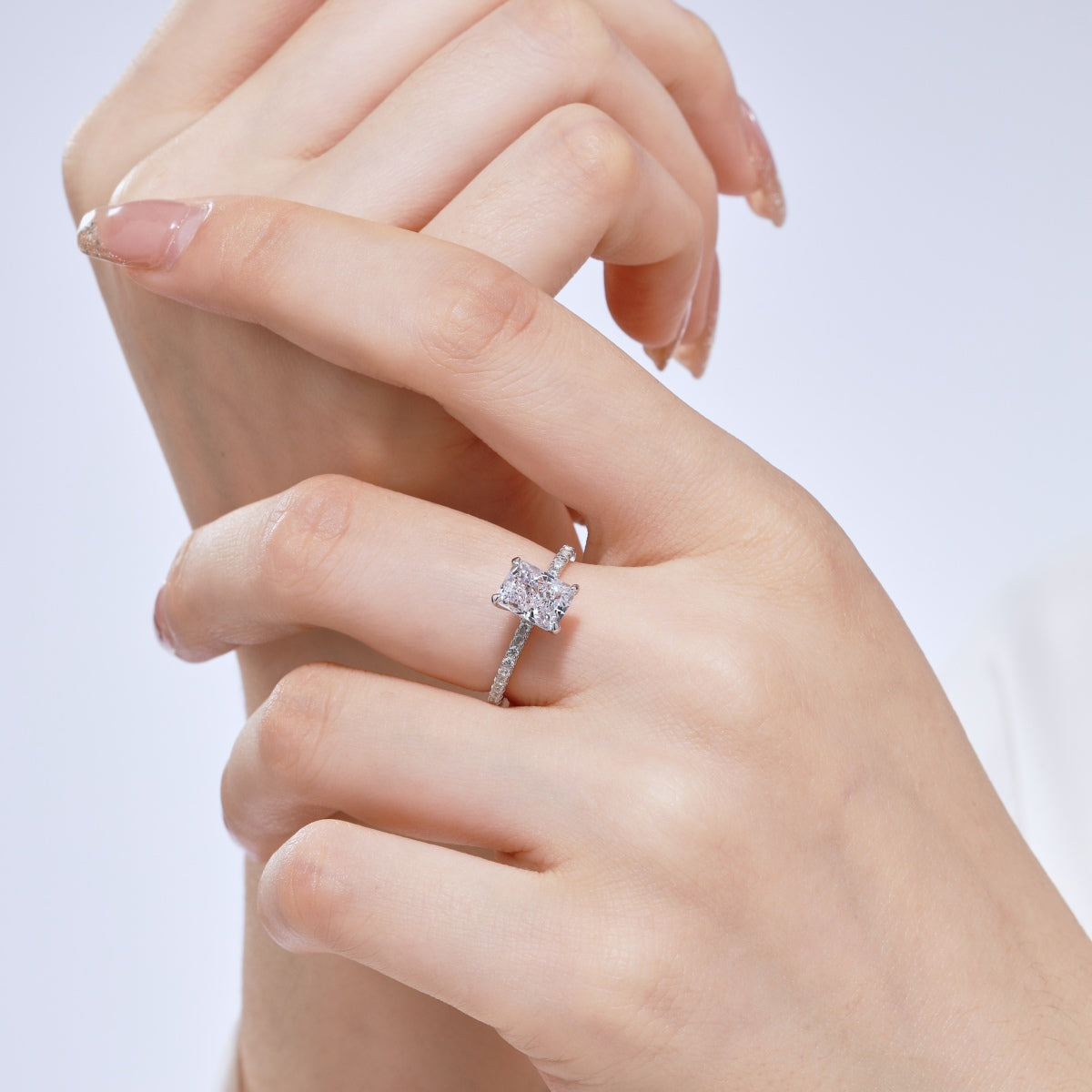 [Okajuri Jewelry]2.0 Carat Dazzling Sparkling Radiant Cut Party Ring