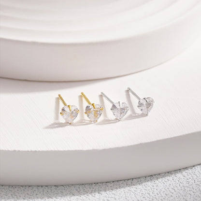 [Okajuri Jewelry]Sparkling Heart Shaped Simple Earrings