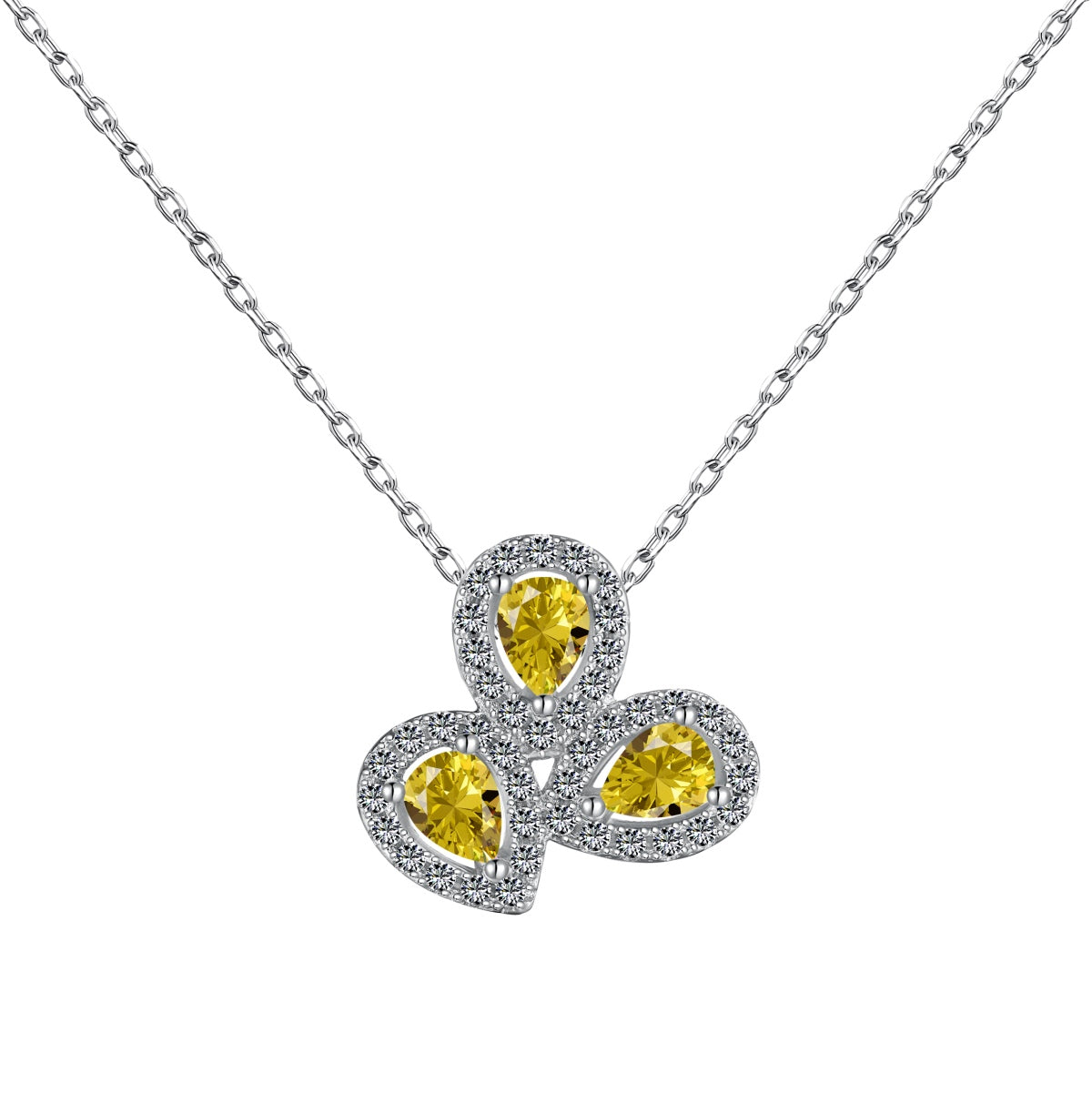 [Okajuri Jewelry]Elegant Flower Shape Pear Cut Necklace