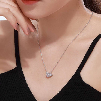 [Okajuri Jewelry]Dazzling Square & Heart Shape Necklace