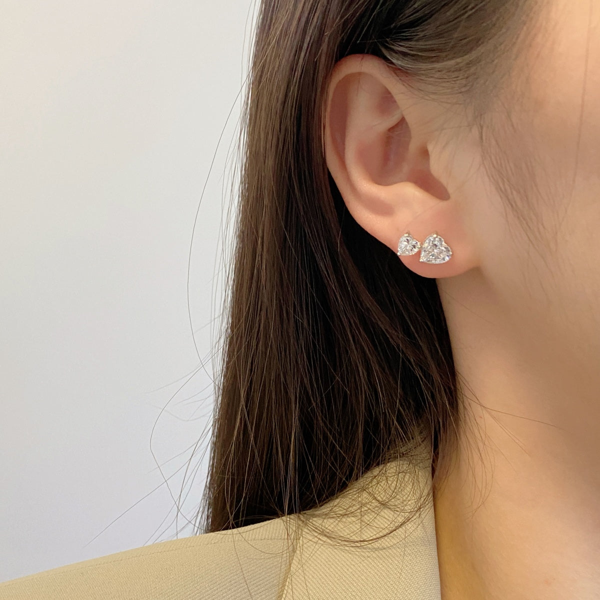 [Okajuri Jewelry]Double Heart-Shape Classic Princess Style Earrings