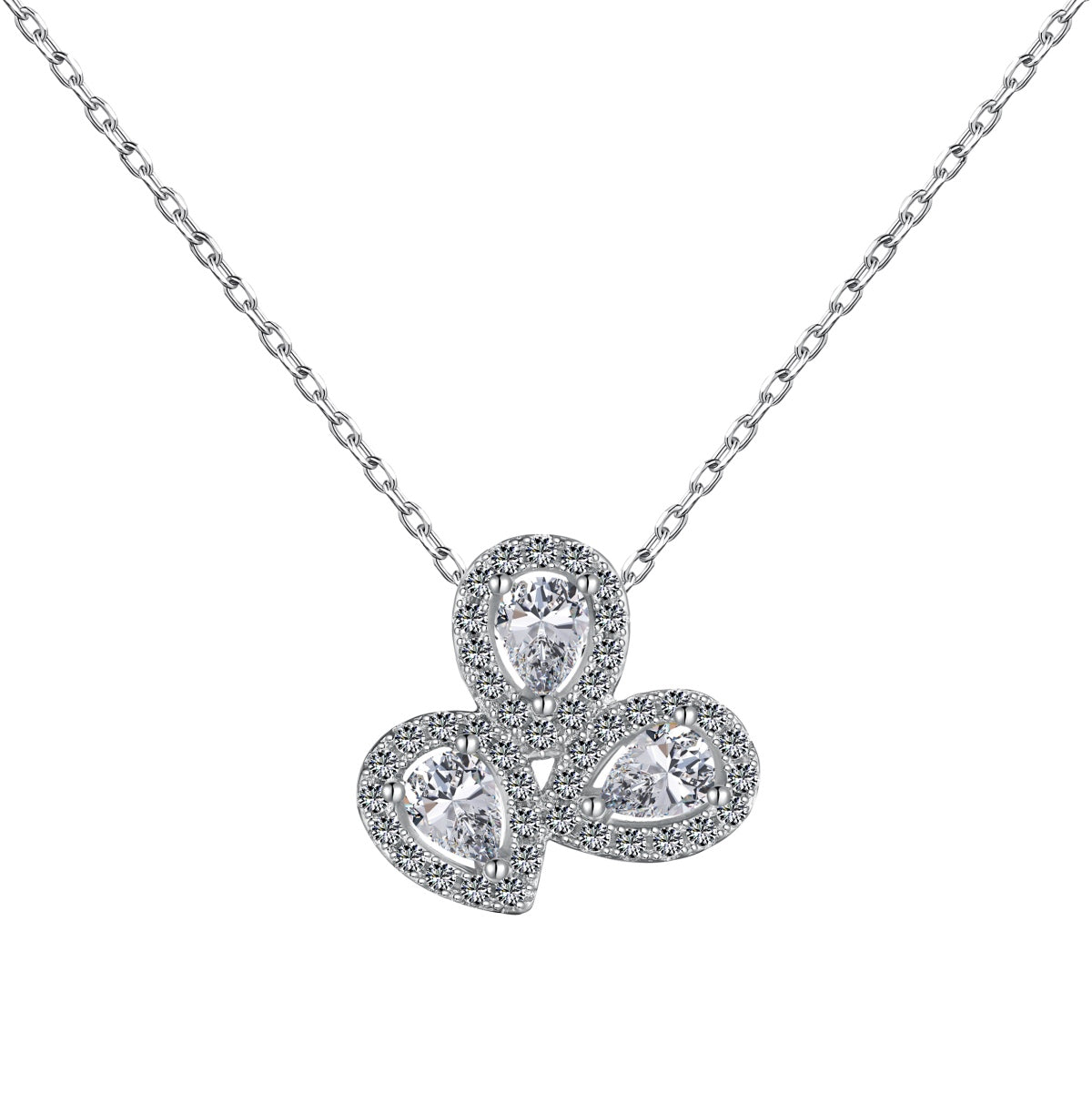 [Okajuri Jewelry]Elegant Flower Shape Pear Cut Necklace