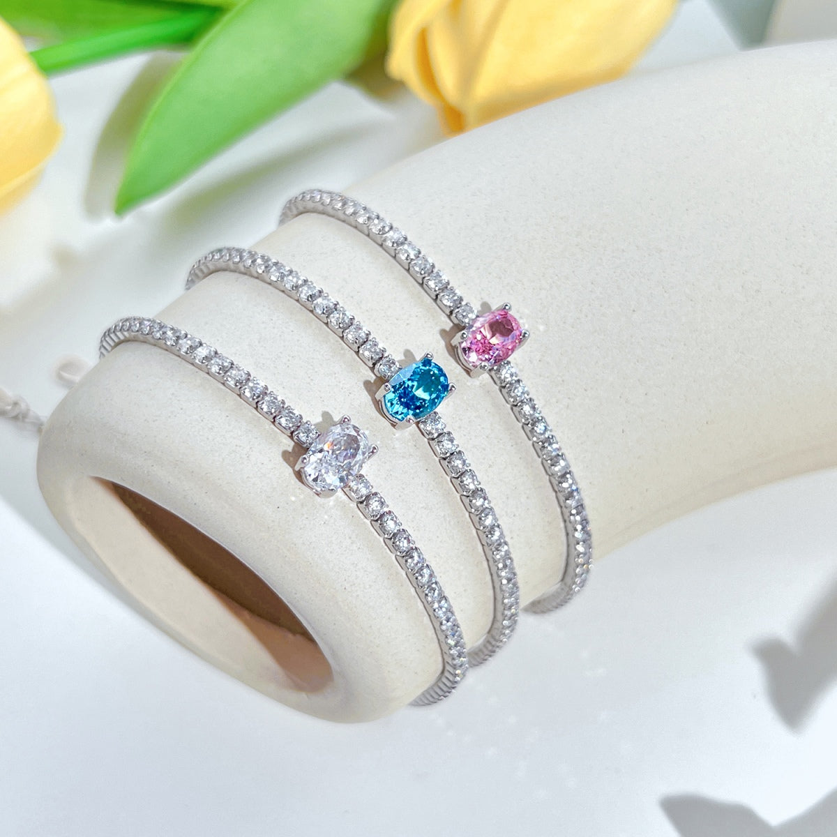 [Okajuri Jewelry]0.75 Carat Exquisite Oval Cut Daily Bracelet