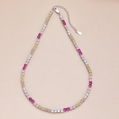 [Okajuri Jewelry]Delicate Colorful Tennis Necklace