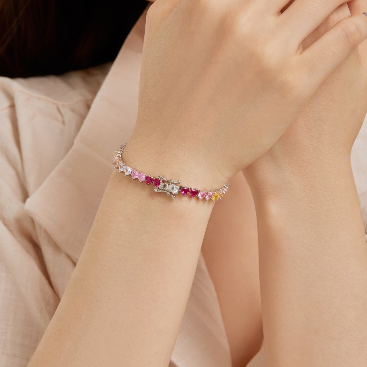 [Okajuri Jewelry]Luxurious Colorful Romantic Heart Shape Lover Bracelet