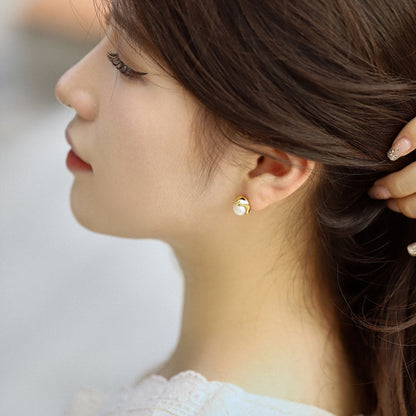 [Okajuri Jewelry]Dainty Bread Pearl Earrings