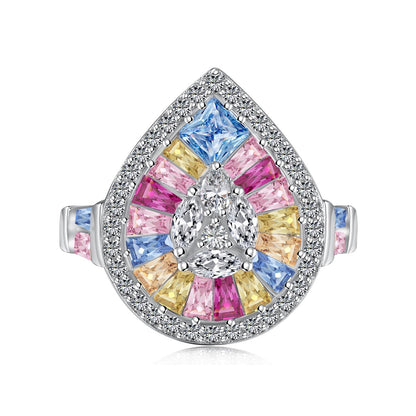 [Okajuri Jewelry]Elegant Colorful Water Drop Shape Banquet Ring