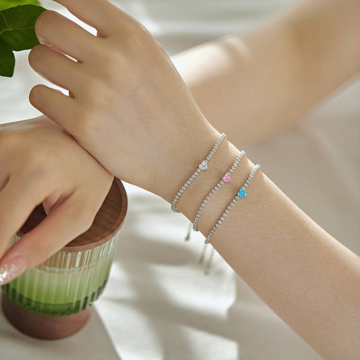 [Okajuri Jewelry]0.5 Carat Elegant Romantic Heart Shape Lover Bracelet