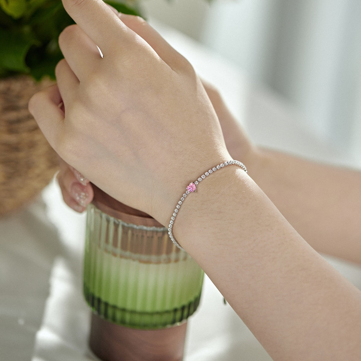 [Okajuri Jewelry]0.5 Carat Elegant Romantic Heart Shape Lover Bracelet