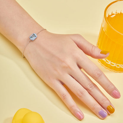 [Okajuri Jewelry]2.0 Carat Sparkling Colorful Emerald Cut Daily Bracelet