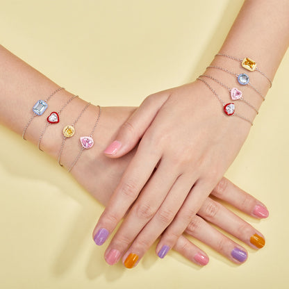 [Okajuri Jewelry]2.0 Carat Sparkling Colorful Emerald Cut Daily Bracelet