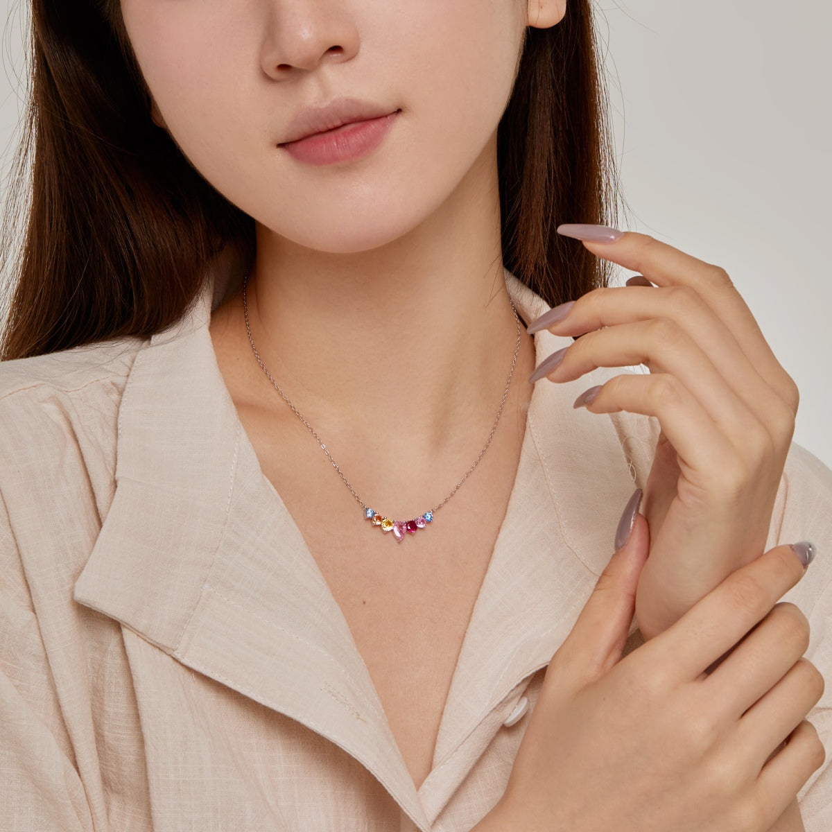 [Okajuri Jewelry]Dainty Colorful Heart Necklace