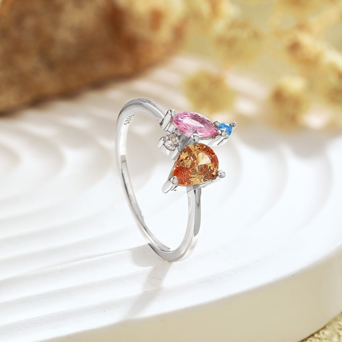 [Okajuri Jewelry]Radiant Colorful Multi Cut Daily Ring