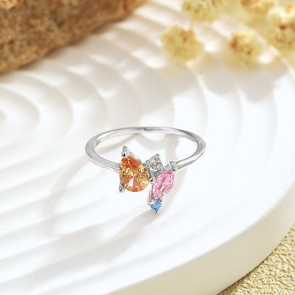 [Okajuri Jewelry]Radiant Colorful Multi Cut Daily Ring