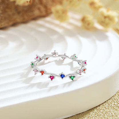 [Okajuri Jewelry]Radiant Colorful Round Cut Daily Ring