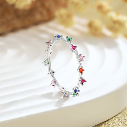 [Okajuri Jewelry]Radiant Colorful Round Cut Daily Ring