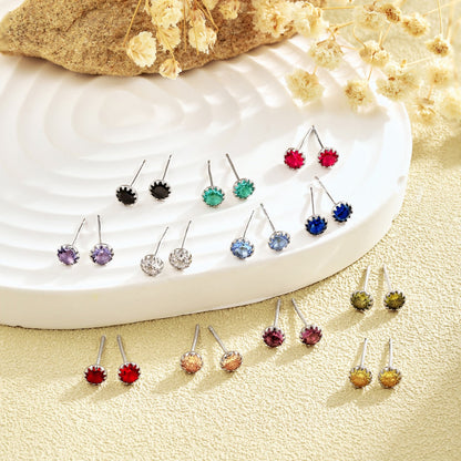 [Okajuri Jewelry]Sparkling Colorful Round Shape Earrings