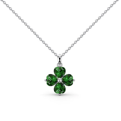 [Okajuri Jewelry]Heart-Shaped Four-Leaf Clover Bead Necklace