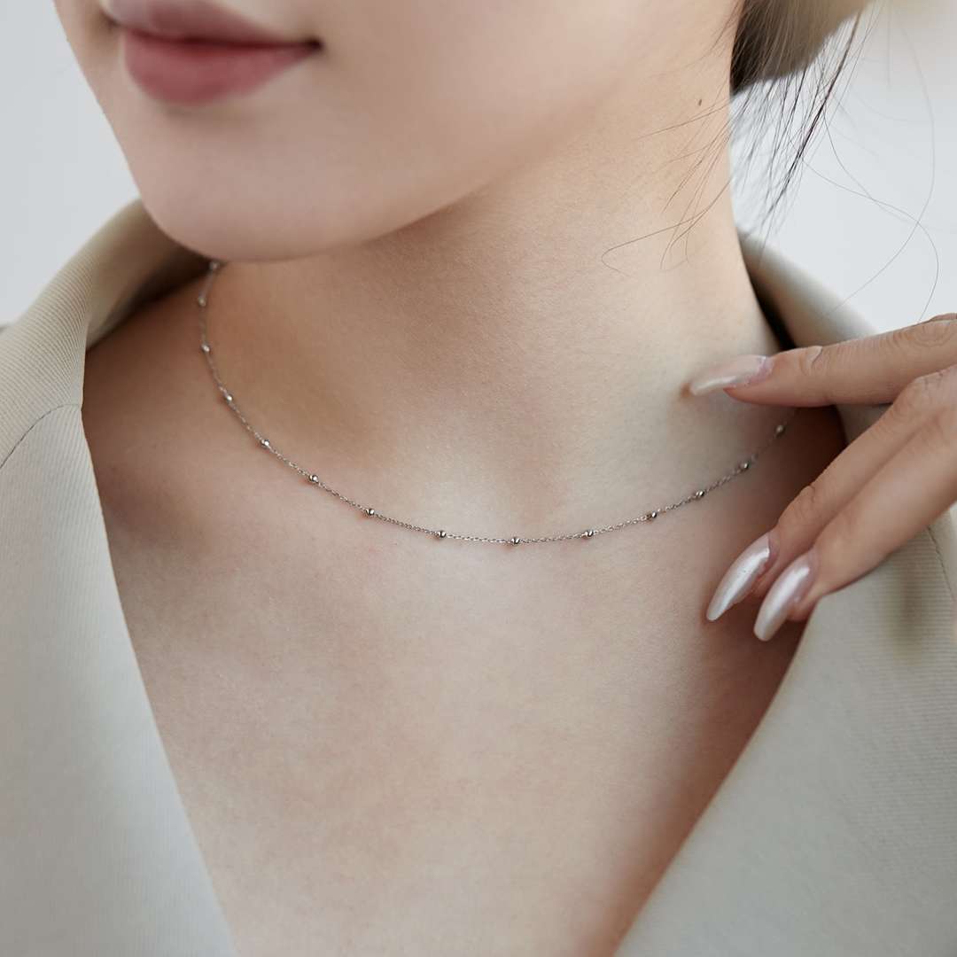 [Okajuri Jewelry]Small Bead Clavicle Chain Simple Necklace