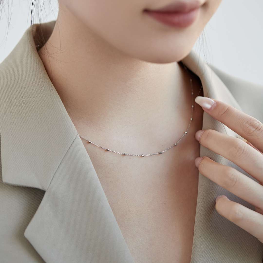 [Okajuri Jewelry]Small Bead Clavicle Chain Simple Necklace