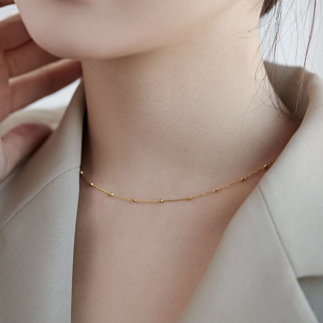 [Okajuri Jewelry]Small Bead Clavicle Chain Simple Necklace
