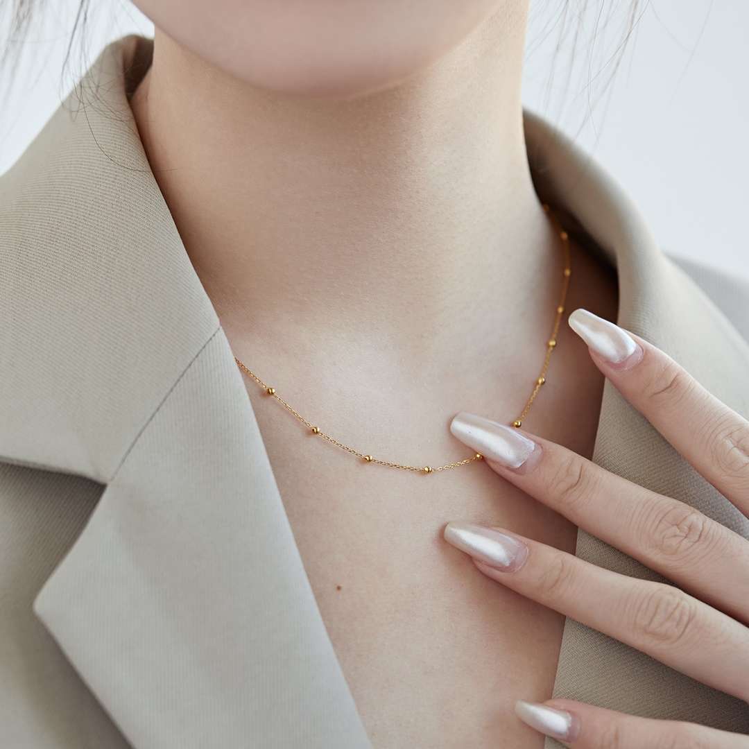 [Okajuri Jewelry]Small Bead Clavicle Chain Simple Necklace