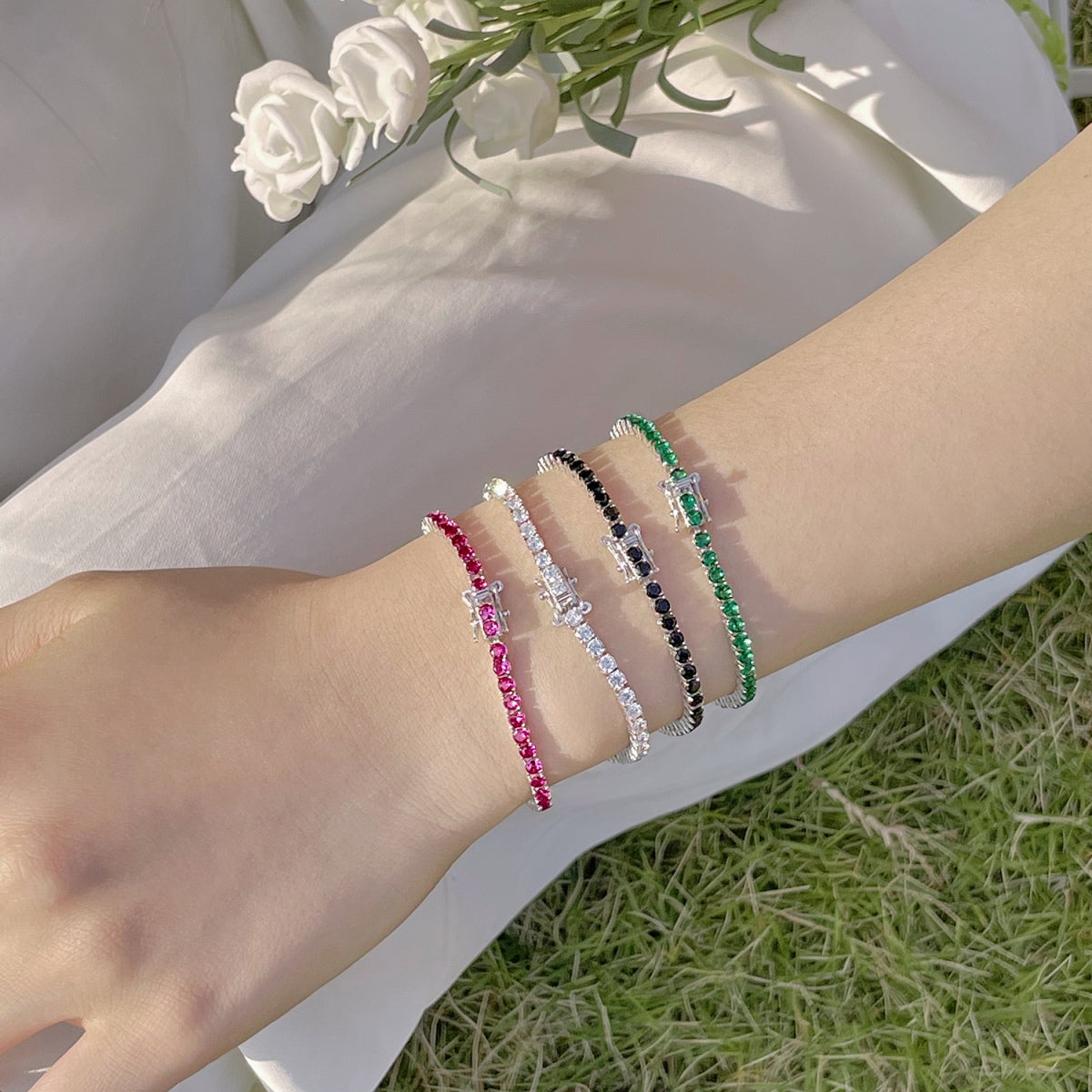 [Okajuri Jewelry]Radiant Colorful Round Cut Party Bracelet
