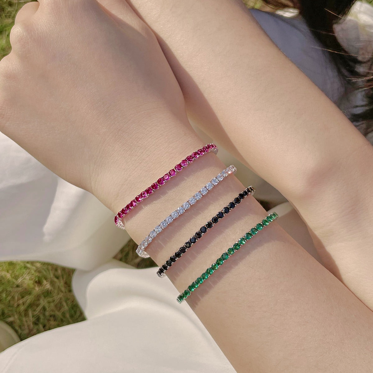 [Okajuri Jewelry]Radiant Colorful Round Cut Party Bracelet