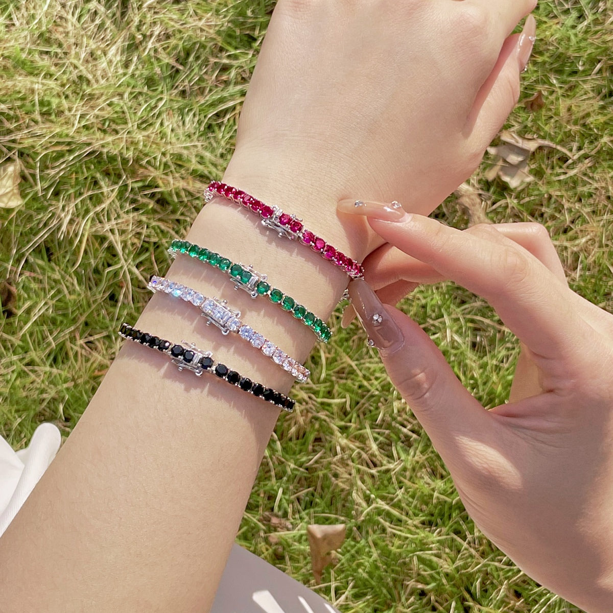 [Okajuri Jewelry]Radiant Colorful Round Cut Party Bracelet